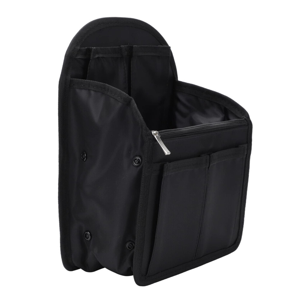 Black Nylon Travel Makeup Bag With Multipocket Organization, Korean Style Cosmetic Organizer