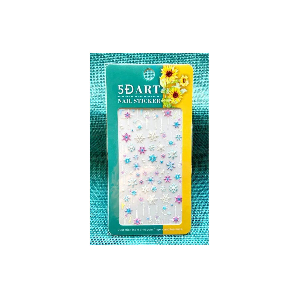 Christmas Nail Stickers 5DK122 SelfAdhesive Santa Claus Nail Decals with Instant 5D Texture for Holiday Manicure