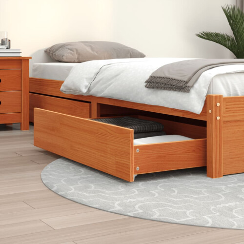 Berkfield Bed Drawers 4 pcs Wax Brown Solid Wood Pine