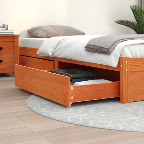 Berkfield Bed Drawers 2 pcs Wax Brown Solid Wood Pine