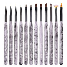 Nail Art Brush Set of 12 with Holder, Durable Acrylic Brushes for Beginners, Ergonomic Grip Control