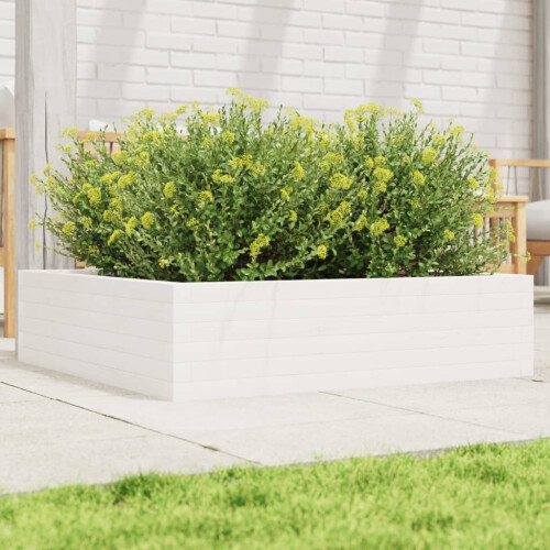 Berkfield Garden Planter White 90x90x23 cm Solid Wood Pine