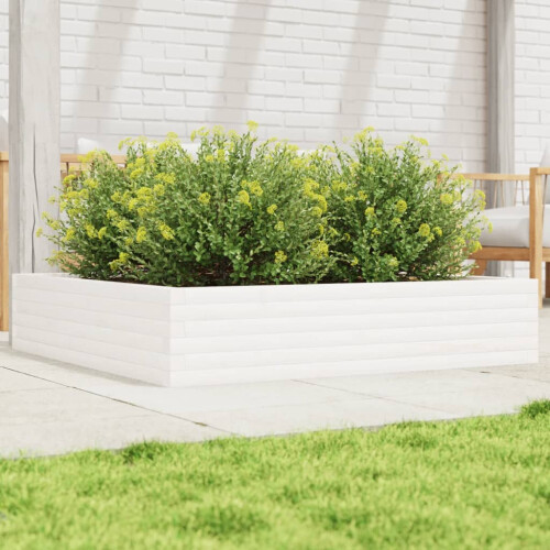 Berkfield Garden Planter White 110x110x23 cm Solid Wood Pine