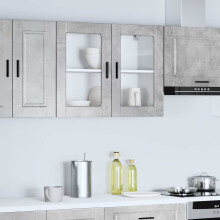 Berkfield Kitchen Wall Cabinet with Glass Door Porto Concrete Grey