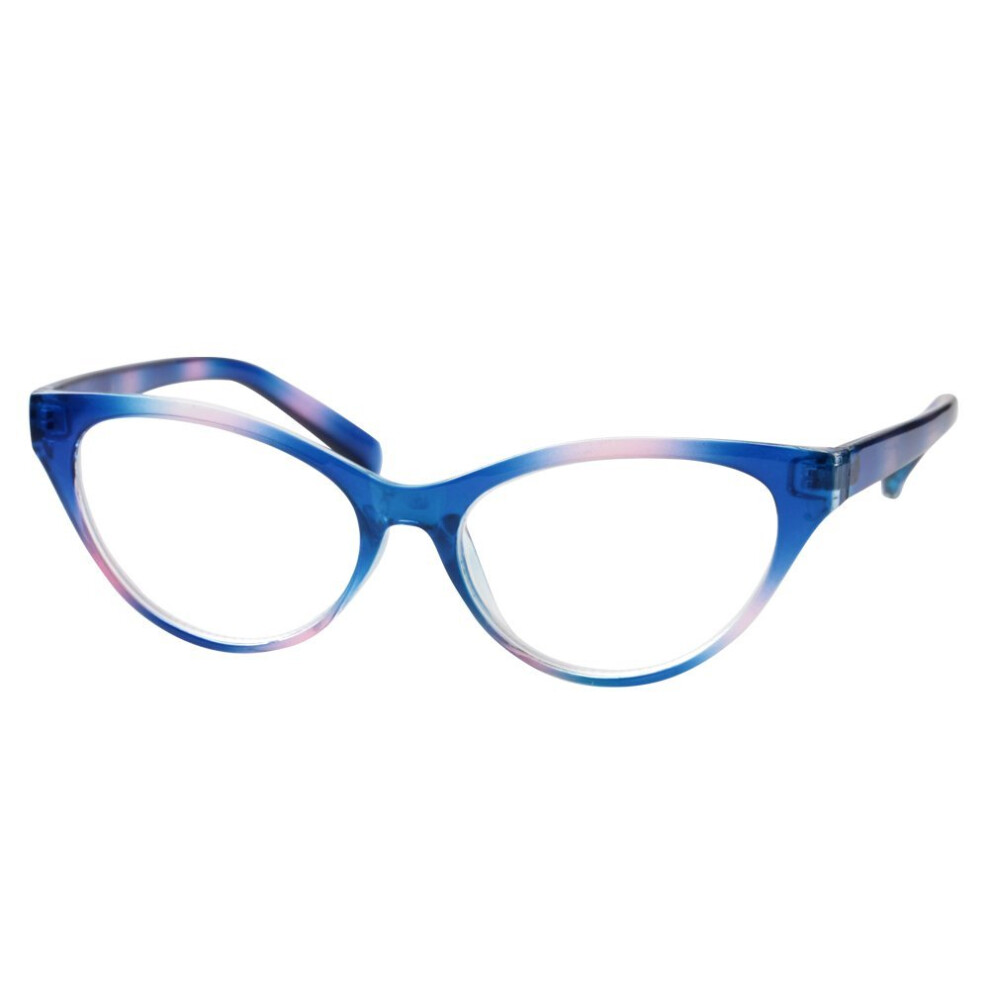 Blue Cat Eye Reading Glasses For Women +3.5X Magnification, Modern Lightweight Readers