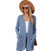 Long-Sleeved Knitted Cardigan Colorful XL