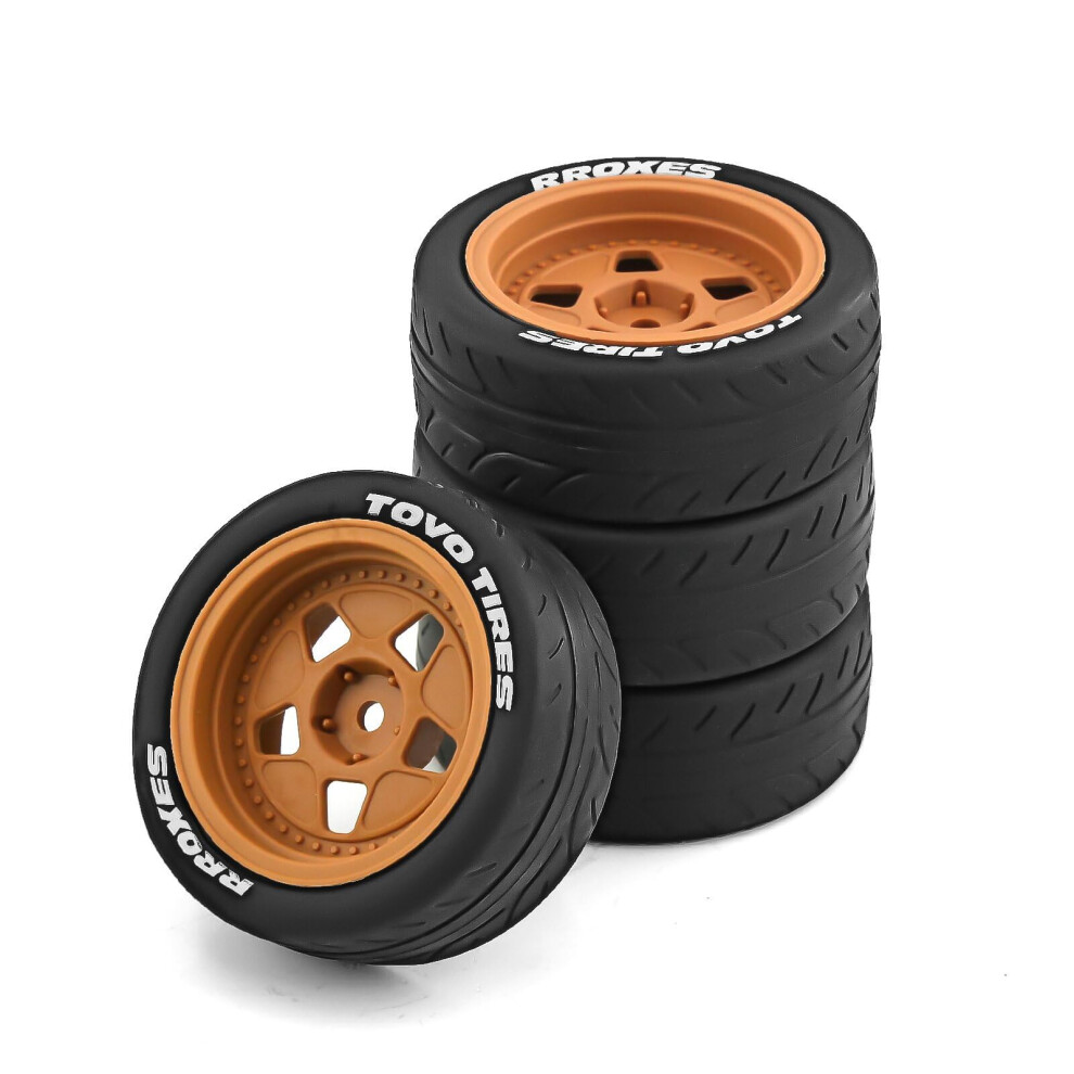 Rc Drift Tires 68Mm For 1/10 Onroad Touring Car, Durable Rubber Wheels With Foam Insert 12Mm Hex Brown 9351714790833