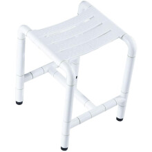 Adjustable NonSlip Shower Chair for Elderly and Disabled with Drainage Holes Wide Comfort Seat White