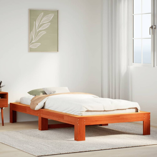 Berkfield Bed Frame without Mattress Wax Brown 90x200 cm Solid Wood Pine