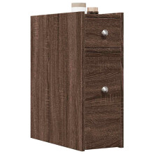 Berkfield Narrow Bathroom Cupboard with Wheels Brown Oak Engineered Wood