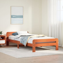 Berkfield Bed Frame without Mattress Wax Brown 75x190 cm Small Single Solid Wood Pine