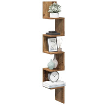 Berkfield Wall Corner Shelf Old Wood 20x20x127.5 cm Engineered Wood