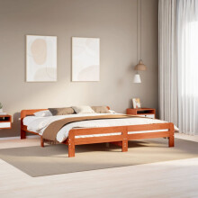 Berkfield Bed Frame without Mattress Wax Brown 200x200 cm Solid Wood Pine
