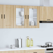 Berkfield Kitchen Wall Cabinet with Glass Door Porto Sonoma Oak