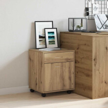 Berkfield Rolling Cabinet Artisan Oak 45x38x54 cm Engineered Wood