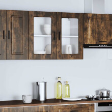 Berkfield Kitchen Wall Cabinet with Glass Door Porto Smoked Oak