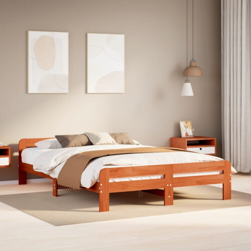 Berkfield Bed Frame without Mattress Wax Brown 160x200 cm Solid Wood Pine