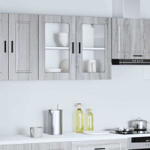 Berkfield Kitchen Wall Cabinet with Glass Door Porto Grey Sonoma