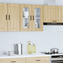 Berkfield Kitchen Wall Cabinet with Glass Door Porto Sonoma Oak