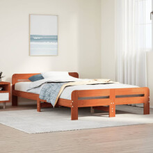 Berkfield Bed Frame without Mattress Wax Brown 135x190 cm Double Solid Wood Pine