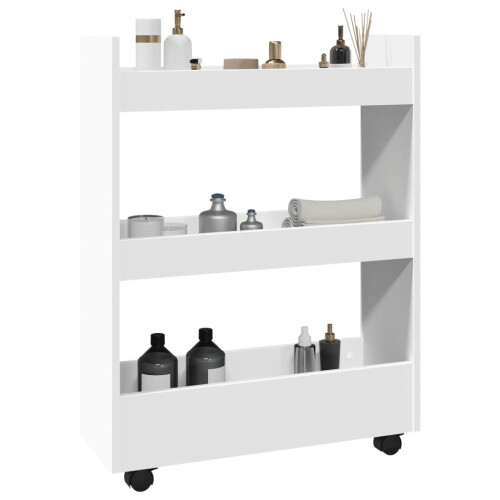 Berkfield Narrow Storage Trolley 3 Tier White Engineered Wood