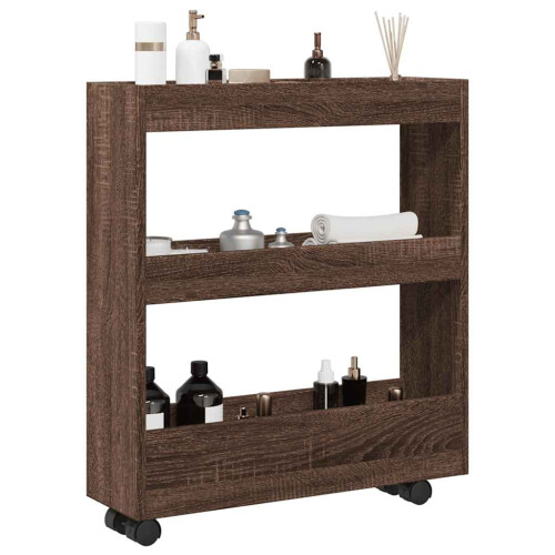 Berkfield Narrow Storage Trolley 3 Tier Brown Oak Engineered Wood