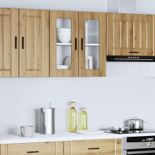 Berkfield Kitchen Wall Cabinet with Glass Door Porto Artisan Oak