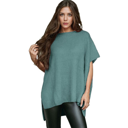 Women'S Loose Dropped Shoulder Short Sleeve Pullover Sweater  S
