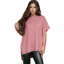 Women'S Loose Dropped Shoulder Short Sleeve Pullover Sweater L