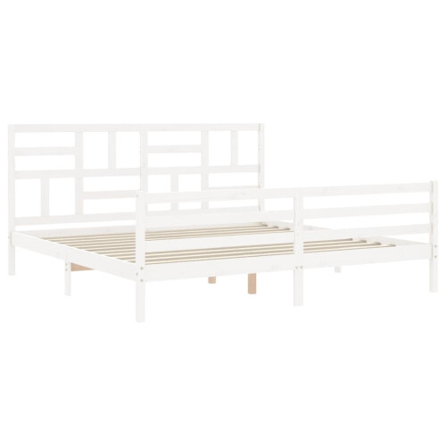 Berkfield Bed Frame without Mattress White 200x200 cm Solid Wood 2