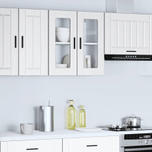 Berkfield Kitchen Wall Cabinet with Glass Door Porto White