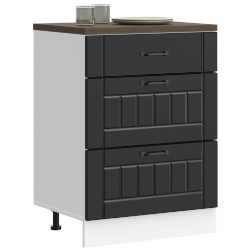 Berkfield Kitchen Base Cabinet "Lucca" Black Engineered Wood