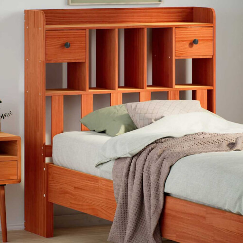 Berkfield Headboard with Storage Wax Brown 75 cm Solid Wood Pine