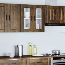 Berkfield Kitchen Wall Cabinet with Glass Door Porto Smoked Oak