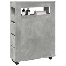Berkfield Narrow Bathroom Cabinet with Wheels Concrete Grey Engineered Wood
