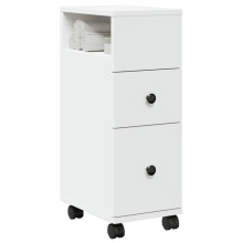 Berkfield Narrow Bathroom Cabinet with Wheels White Engineered Wood