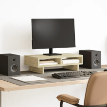 Berkfield Monitor Stand Sonoma Oak 50x27x15 cm Engineered Wood