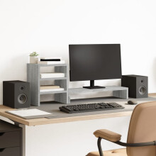 Berkfield Monitor Stand with Desk Organiser Grey Sonoma Engineered Wood