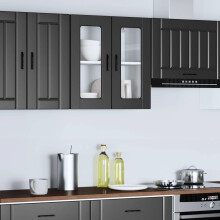 Berkfield Kitchen Wall Cabinet with Glass Door Porto Black