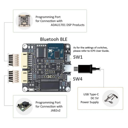 ADAU1701 2.1 4.0 DSP Audio Processing Preamplifier Board Online SigmaStudio Control - ICP5 Electronic Two-Way Crossover 1