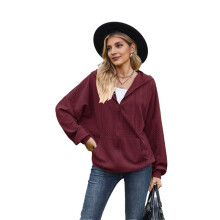 Long Sleeve Zip- Hoodie Wine Red XXL