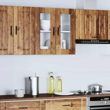 Berkfield Kitchen Wall Cabinet with Glass Door Porto Old Wood
