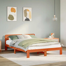 Berkfield Bed Frame without Mattress Wax Brown 150x200 cm King Size Solid Wood Pine