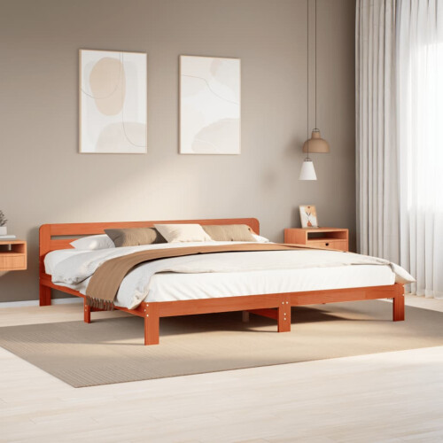 Berkfield Bed Frame without Mattress Wax Brown 200x200 cm Solid Wood Pine