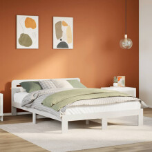 Berkfield Bed Frame without Mattress White 150x200 cm King Size Solid Wood Pine