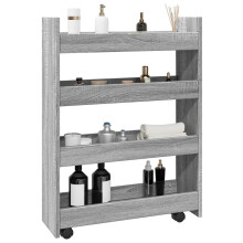 Berkfield Narrow Storage Trolley 4 Tier Grey Sonoma Engineered Wood