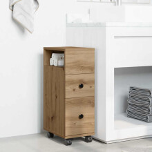 Berkfield Narrow Bathroom Cabinet with Wheels Artisan Oak Engineered Wood