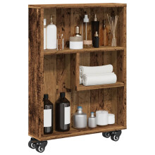 Berkfield Narrow Storage Trolley Old Wood 48x13x68 cm Engineered Wood
