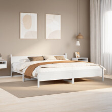 Berkfield Bed Frame without Mattress White 180x200 cm Super King Solid Wood Pine