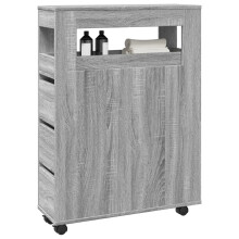 Berkfield Narrow Bathroom Cabinet with Wheels Grey Sonoma Engineered Wood